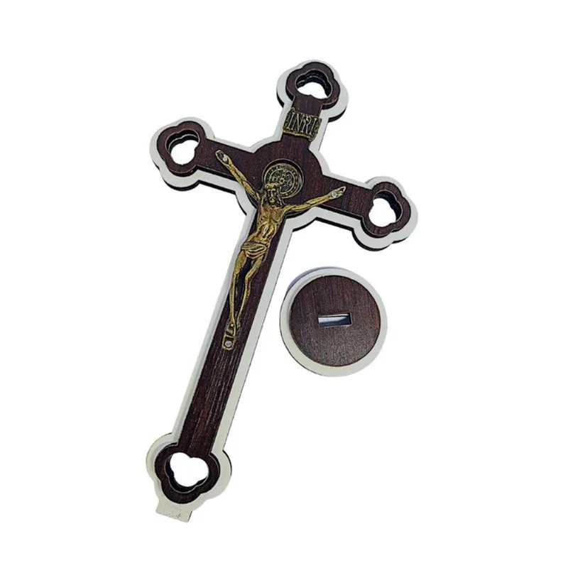 Crucifixo De Parede Mesa Artesanal Cruz Para Sala 34cm