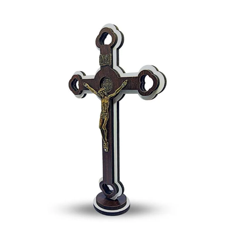 Crucifixo Para Parede Quarto Sala Cruz Madeira 34cm
