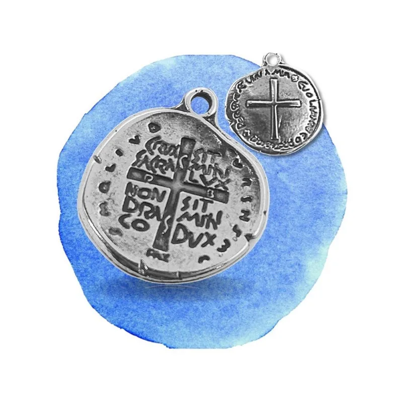 Medalha Das Duas Cruzes Prata De São Bento 30mm