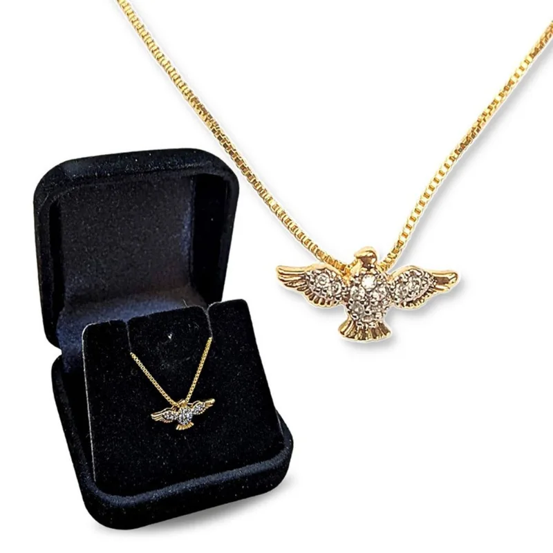 Pingente Do Divino Espirito Santo Banhado A Ouro Colar Lindo