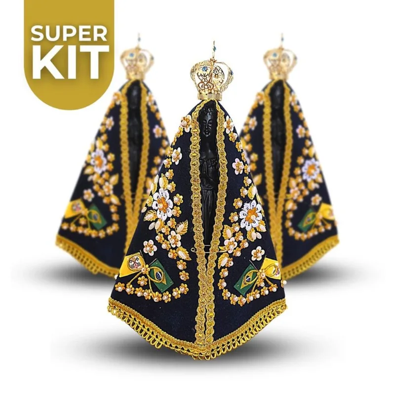 Kit 5 Nossa Senhora Aparecida Resina Completa 36cm Atacado