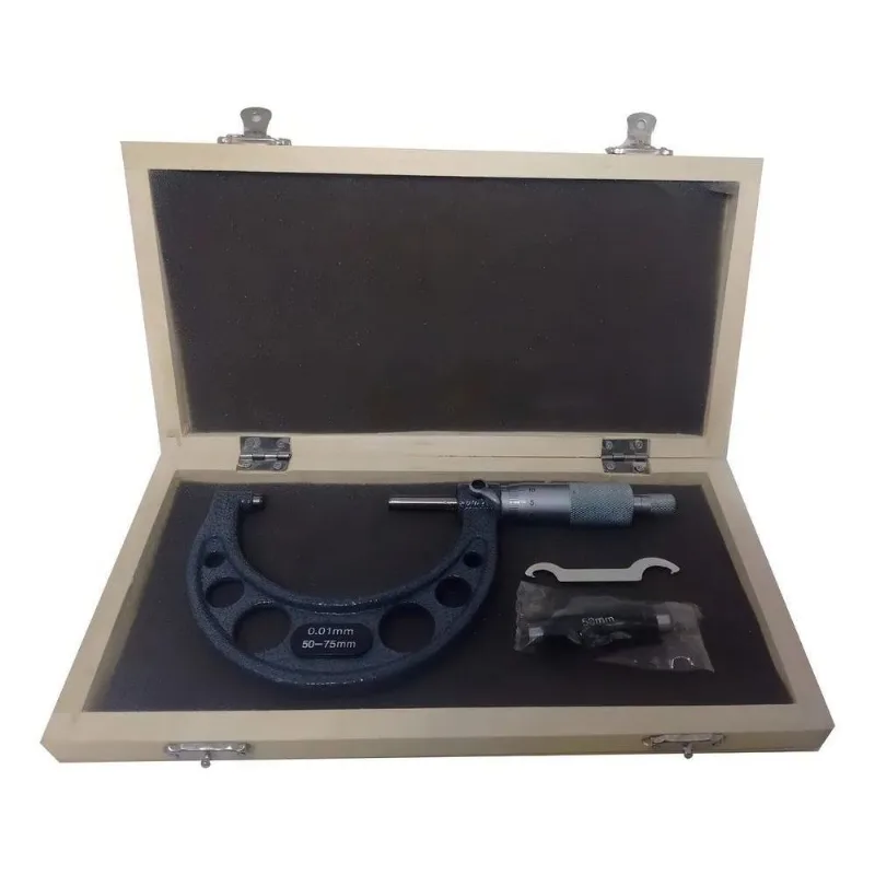 5x Micrômetro Externo De 50 A 75mm C Estojo Leitura De 0,01m