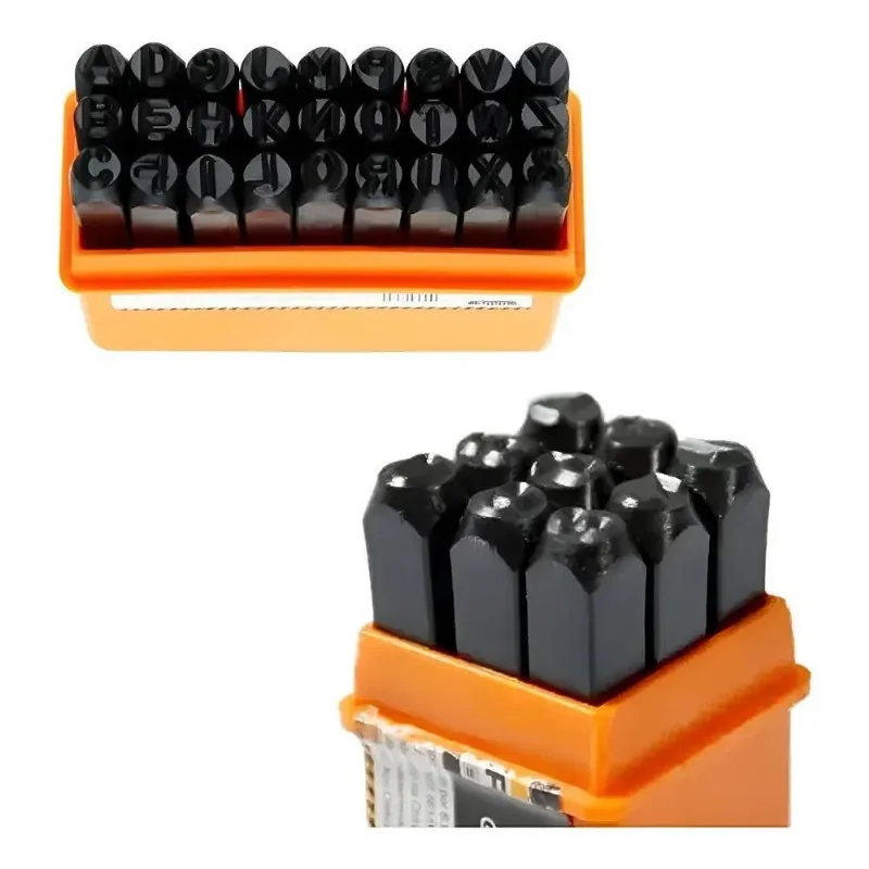 Kit Jogo Marcador Punção 36pcs Alfanumérico 4mm Letra Número