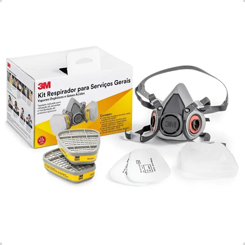 Kit Máscara Para Pintura 3M Máscara 6200 Kit Cartucho 6003