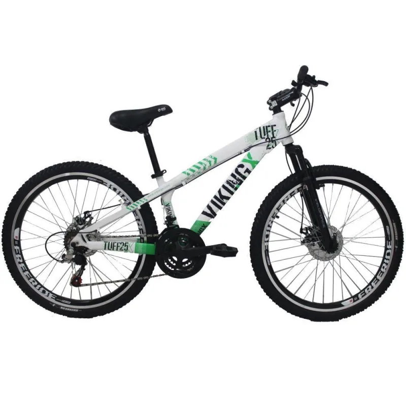 Bicicleta Vikingx Tuff25 Freeride Aro 26 21v Branco/verde - outra marca - Esportes