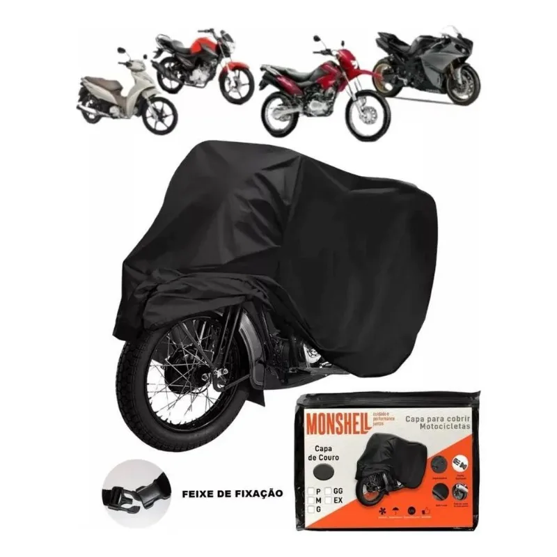 Capa Moto Couro Protege Impermeável Cor Preto G