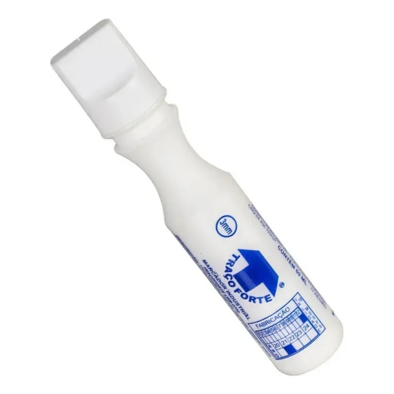 Marcador Industrial 60ml 3mm Branco Traço Forte Baden