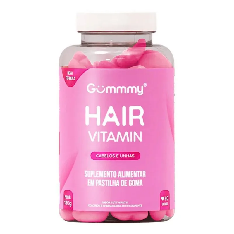 10x Gummy Hair Suplemento Alimentar Tutti Frutti 180g Vitam