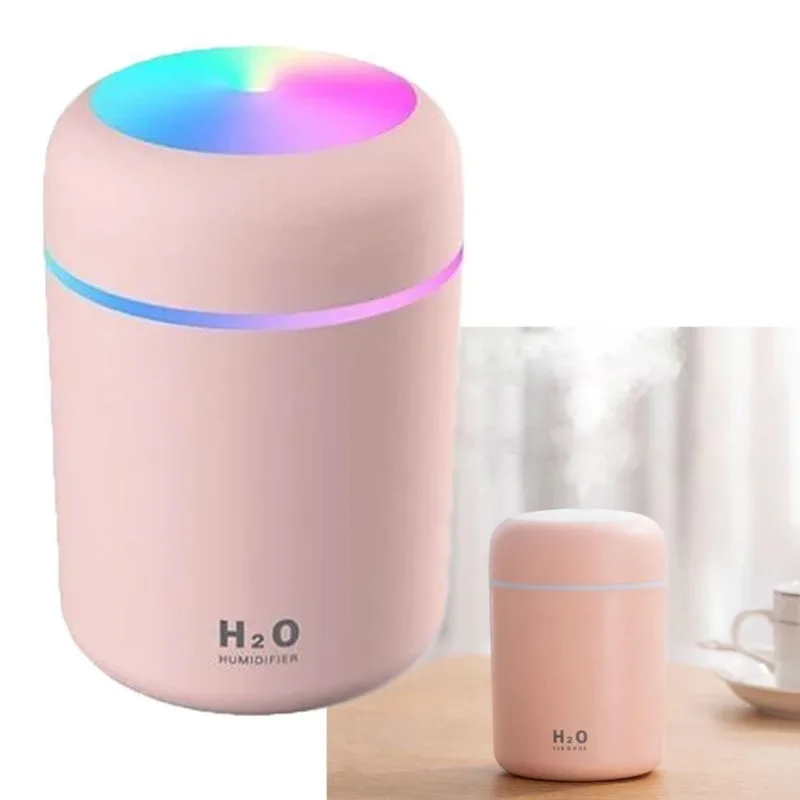 Umidificador H2o Lumen Difusor Usb 300ml Led Rosa