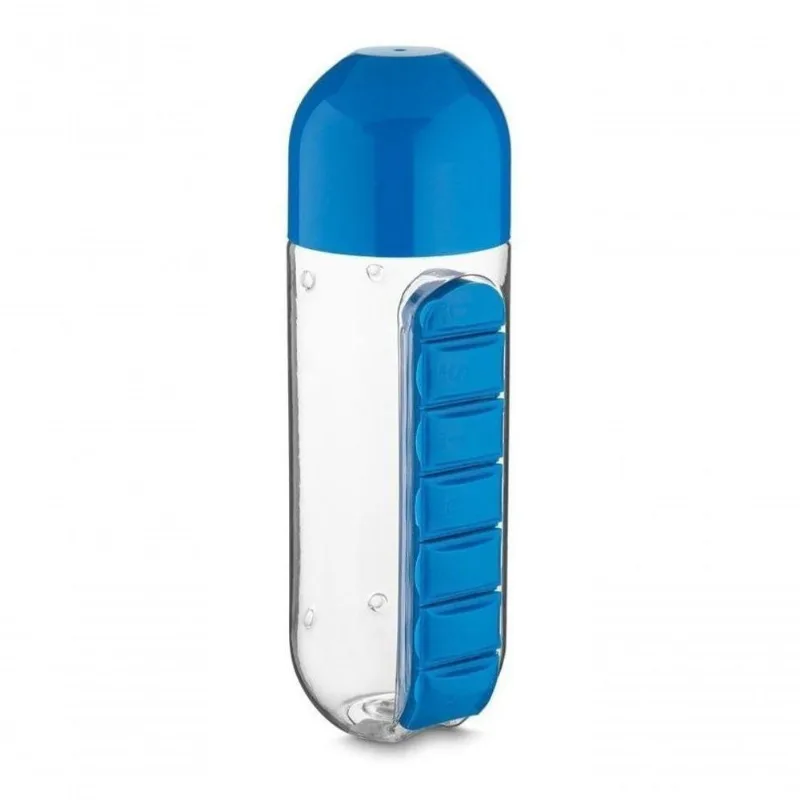 Garrafa Plastico Porta Comprimidos Destacavel 600ml Azul