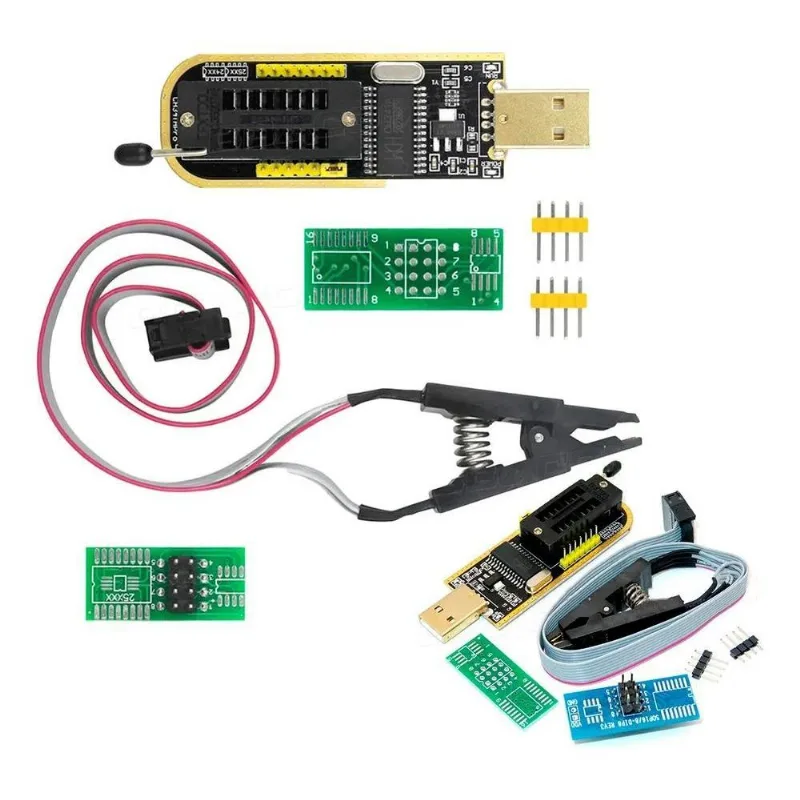 Gravador Programador Eprom Ch341a Com + Pinça Jacaré Soic8