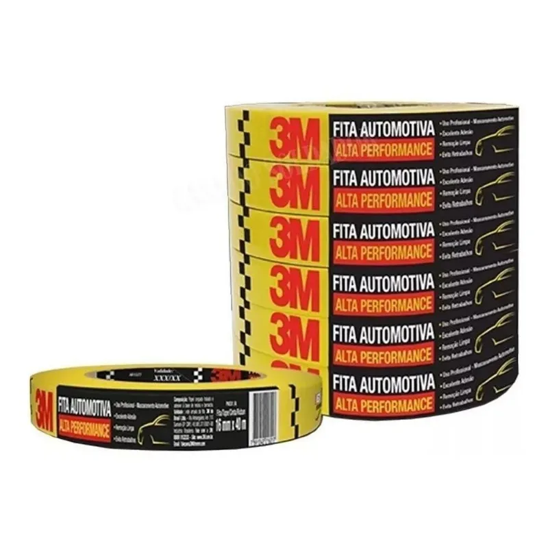 6 Fita Crepe Alta Performance 3M Automotiva Amarela 18mmx40m