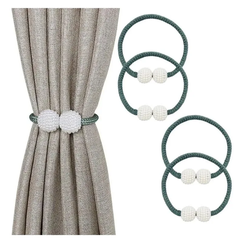 Kit 4 Prendedor De Cortina Magnético Abraçadeira Enf Verde