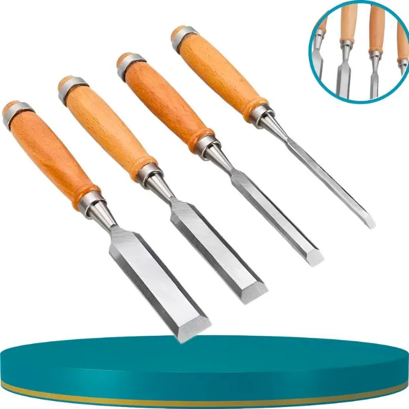 10x Kit Jogo 4 Formão Para Madeira Talhadeira Entalhe Escul