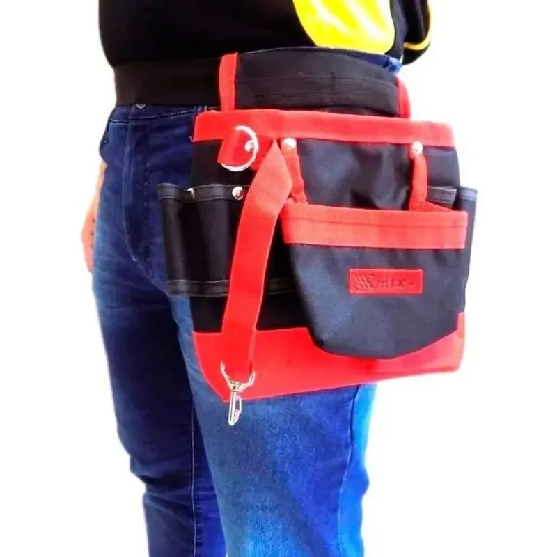 5x Bolsa Reforçada Porta Ferramentas Com Cinto Em Lona 7 Bol