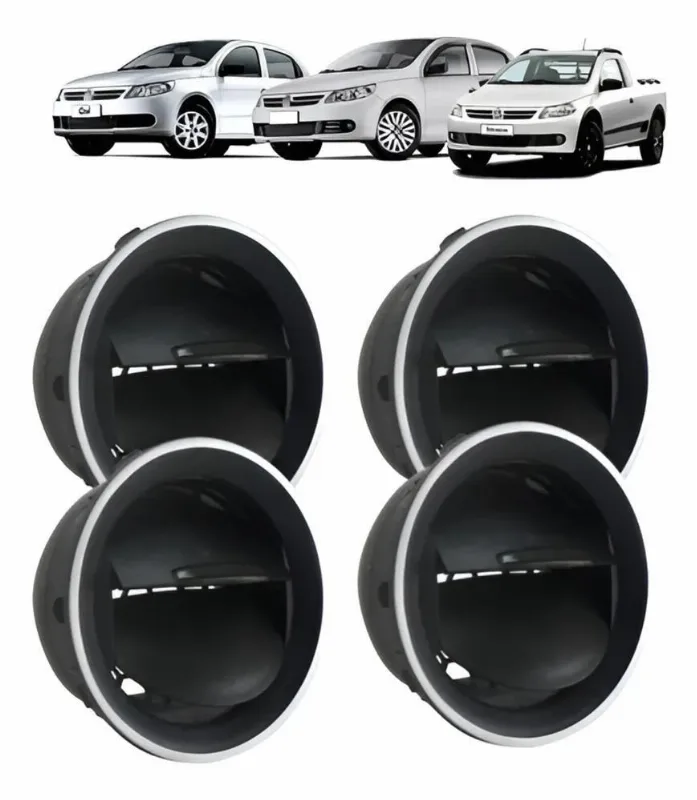 Kit 4 Difusor Saida Ar Gol Voyage G4 G5 G6 Preto Aro Prata