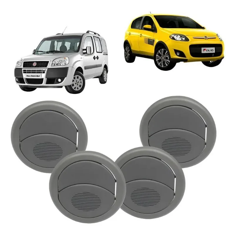 Kit 4 Difusor Saída De Ar Doblo 2002 A 2018 Cent Cinza Escur
