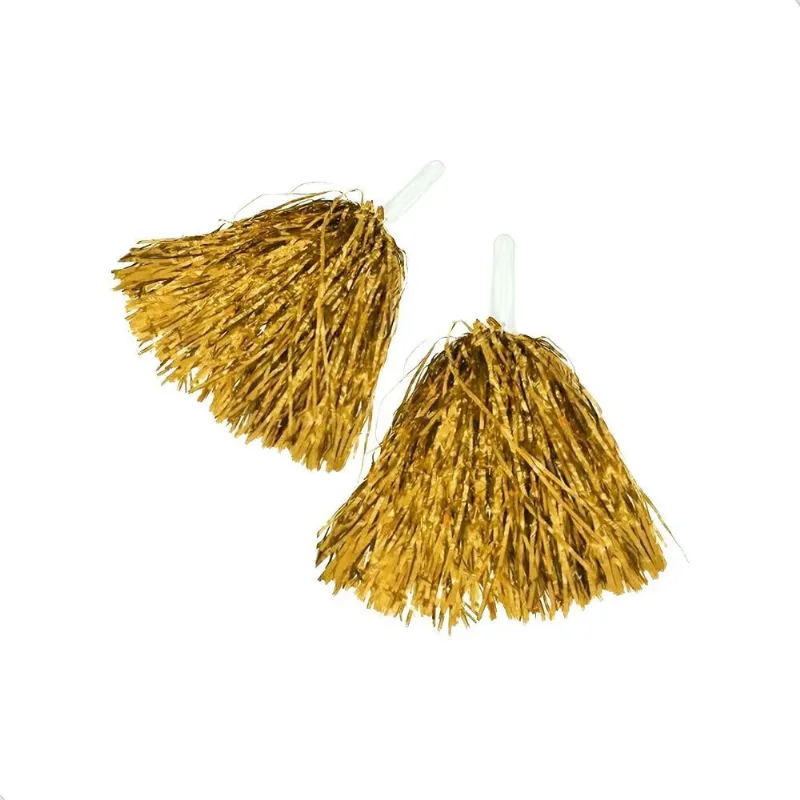 10 Pompom Lider De Torcida Metalizado Carnaval Festa E Doura