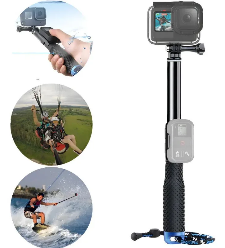 Bastão Retrátil Prova Dágua Reach Gopro Hero Com Suporte Par