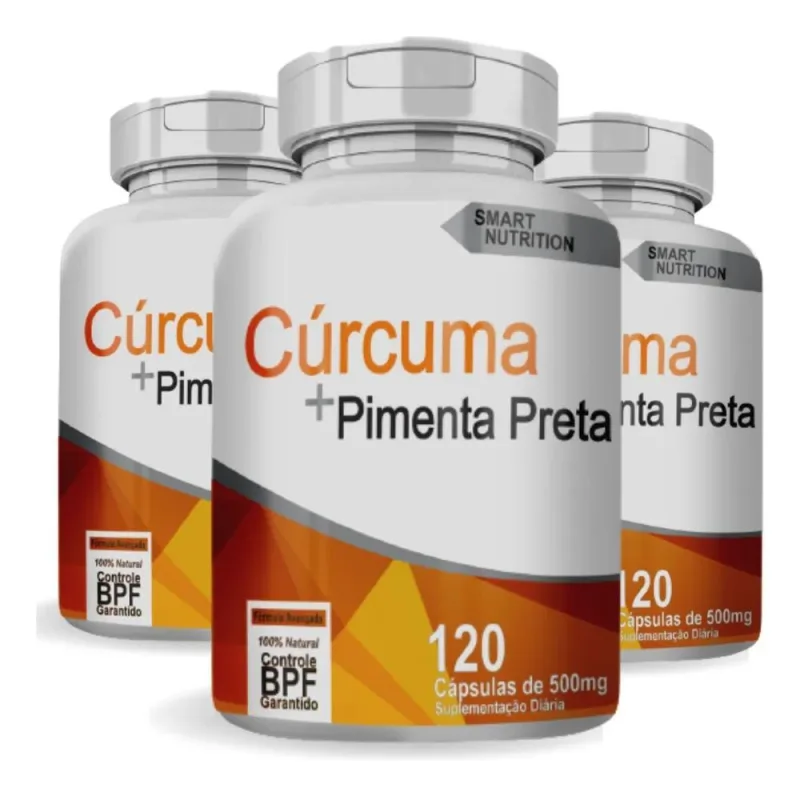 3x 3x Açafrão Da Terra Com Pimenta Preta 500mg 120 Capsulas - Não Informado - Mercearia