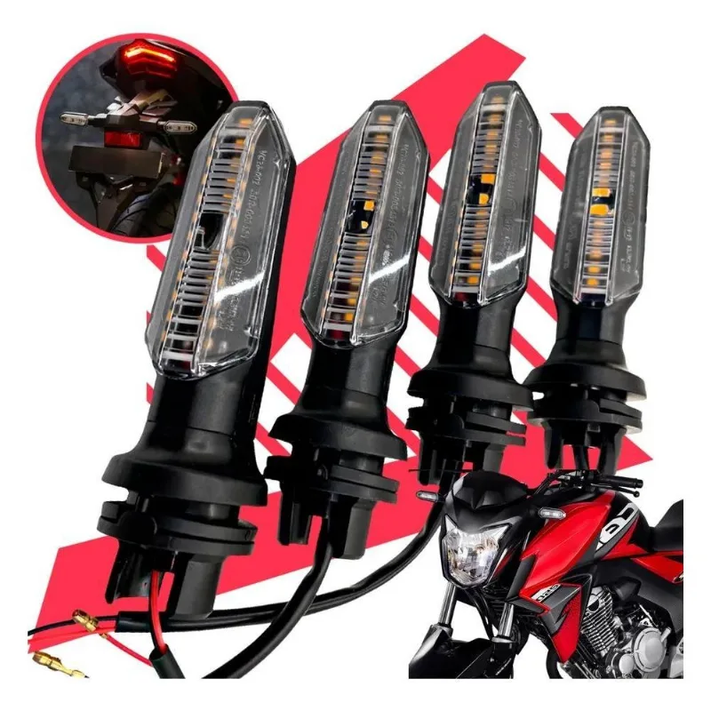 Kit 4 Pisca Seta De Led Cb250 Twister Intermitente Tradicional