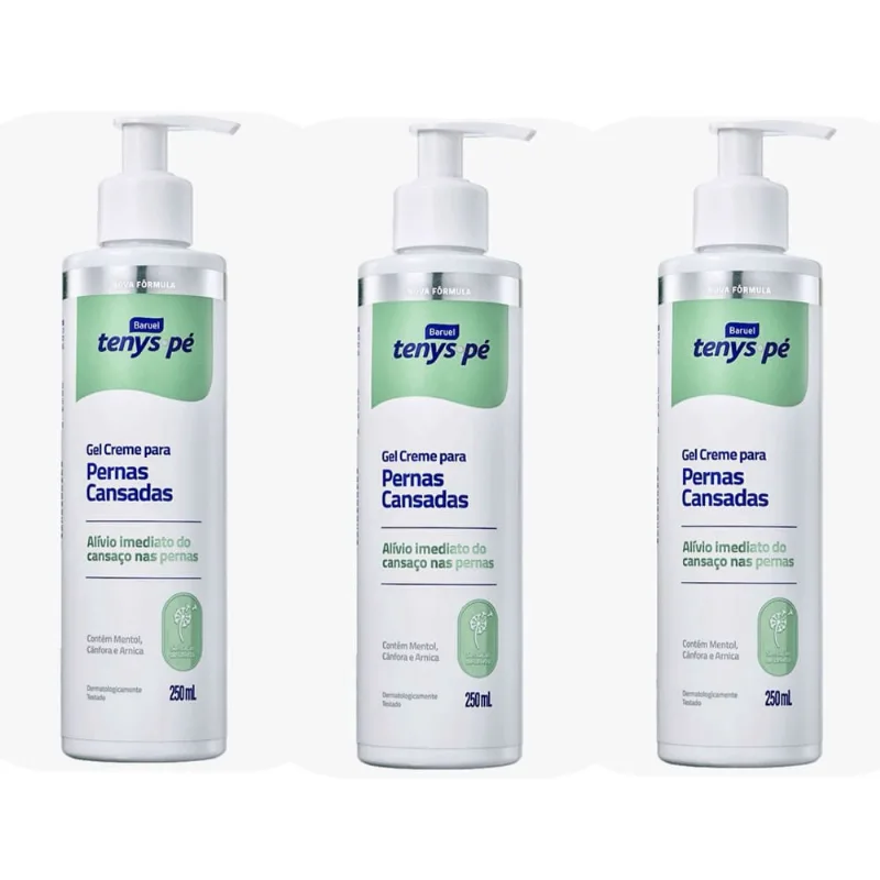 Kit 3 Gel Creme Para Dor Nas Pernas Cansadas Tenys Pé 250ml