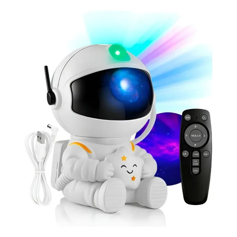 Luminária Astronauta Projetor Led Infantil Galáxia Estrela