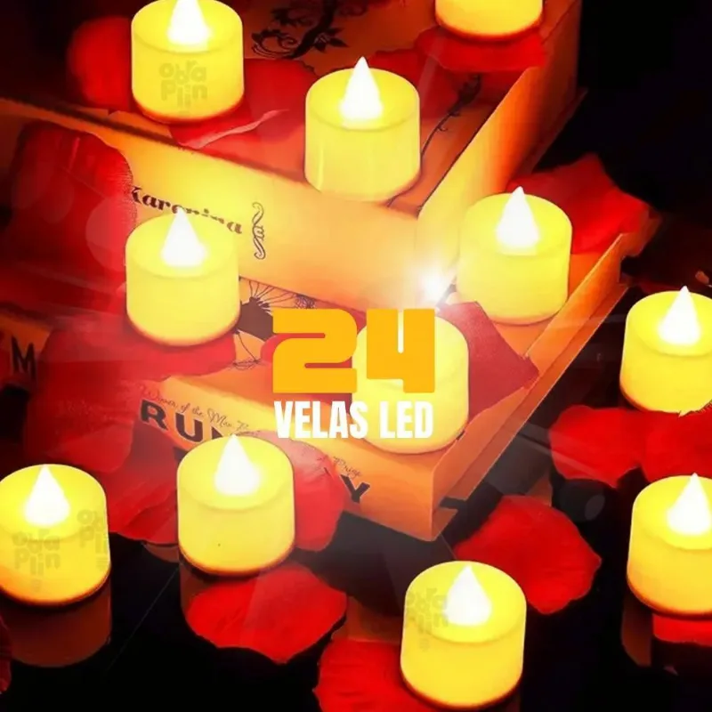 10x Kit 24 Velas De Led Eletrônica Decorativa Amarela + Bat