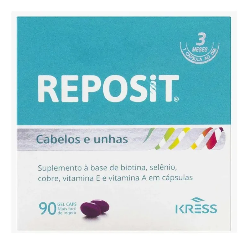 3x Suplemento Reposit Cabelos E Unhas Kress 90 Gel Caps