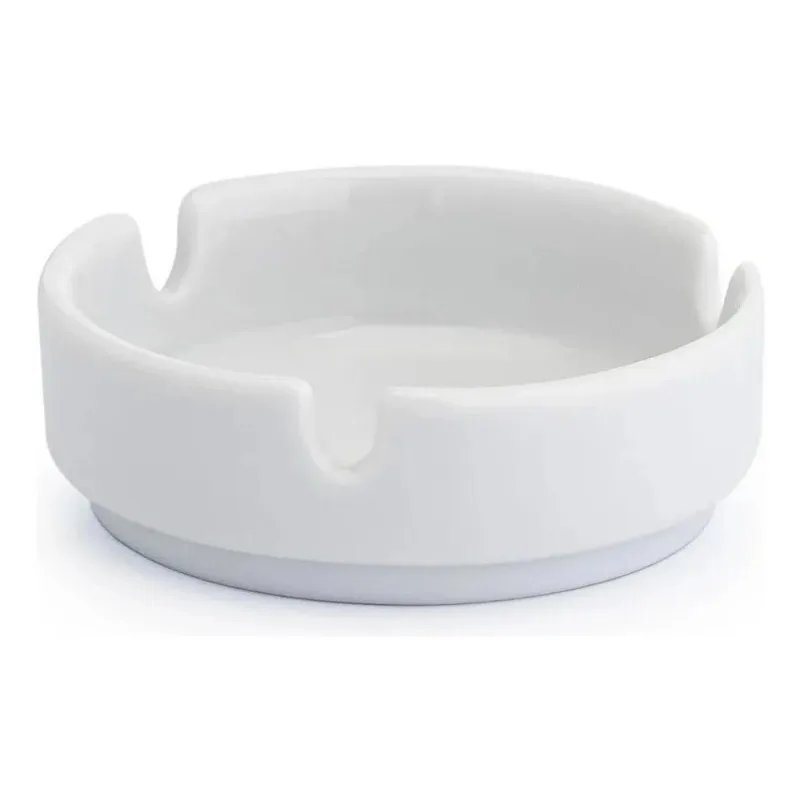 3x Kit 3 Cinzeiro Porcelana Branca Cinzeiros Redondo 8,5cm C