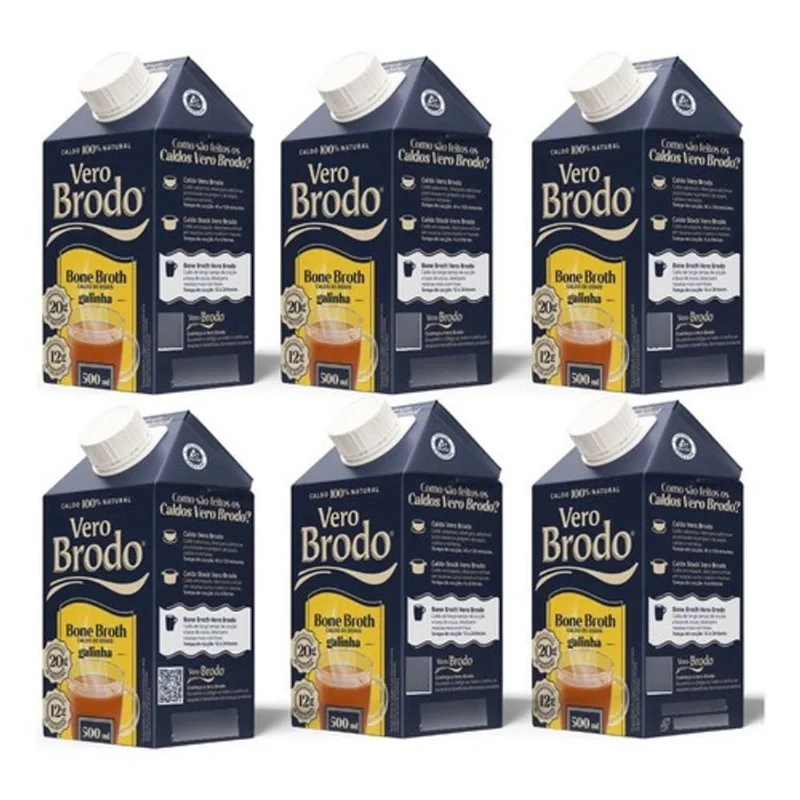 Combo 6 Un Caldo Bone Broth Galinha Vero Brodo 500ml