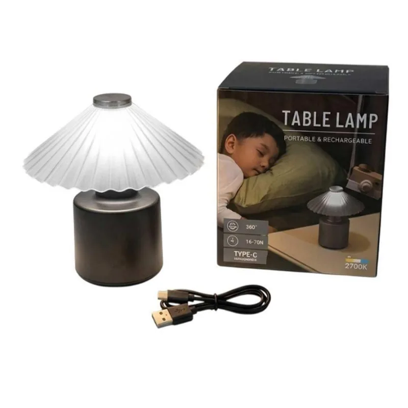 Luminária de Mesa LED BSL3920 Touch Recarregável USB-C Preta