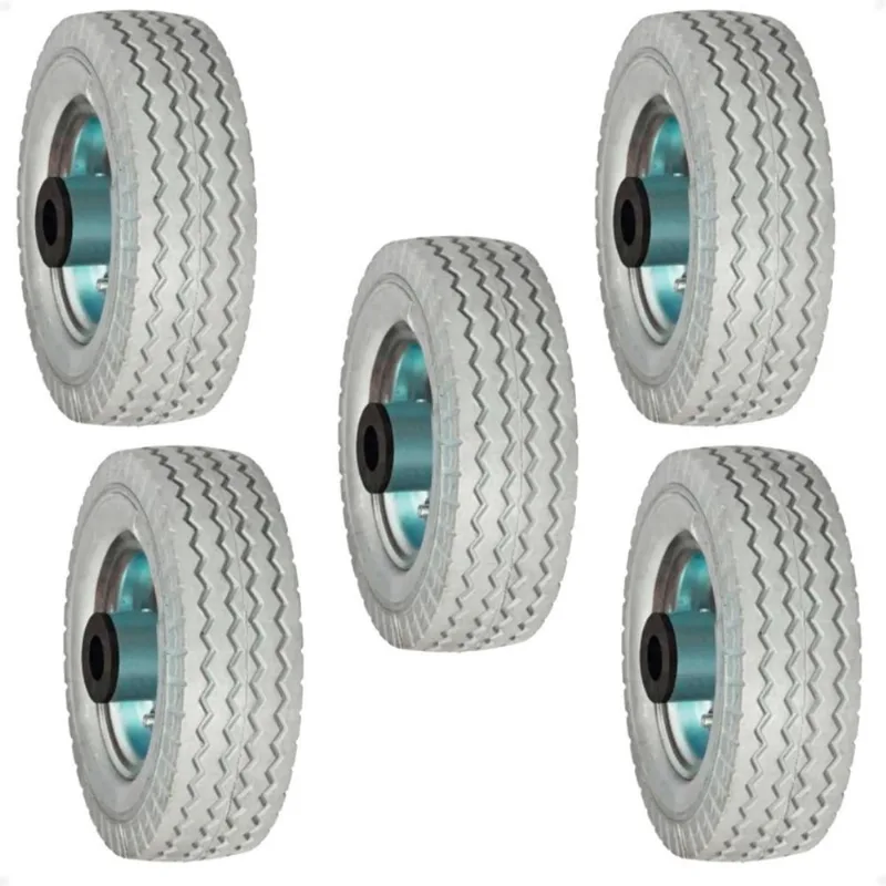 5 Roda Maciça Pu 6X2 Eixo 5/8 Rolete Ajax Cinza
