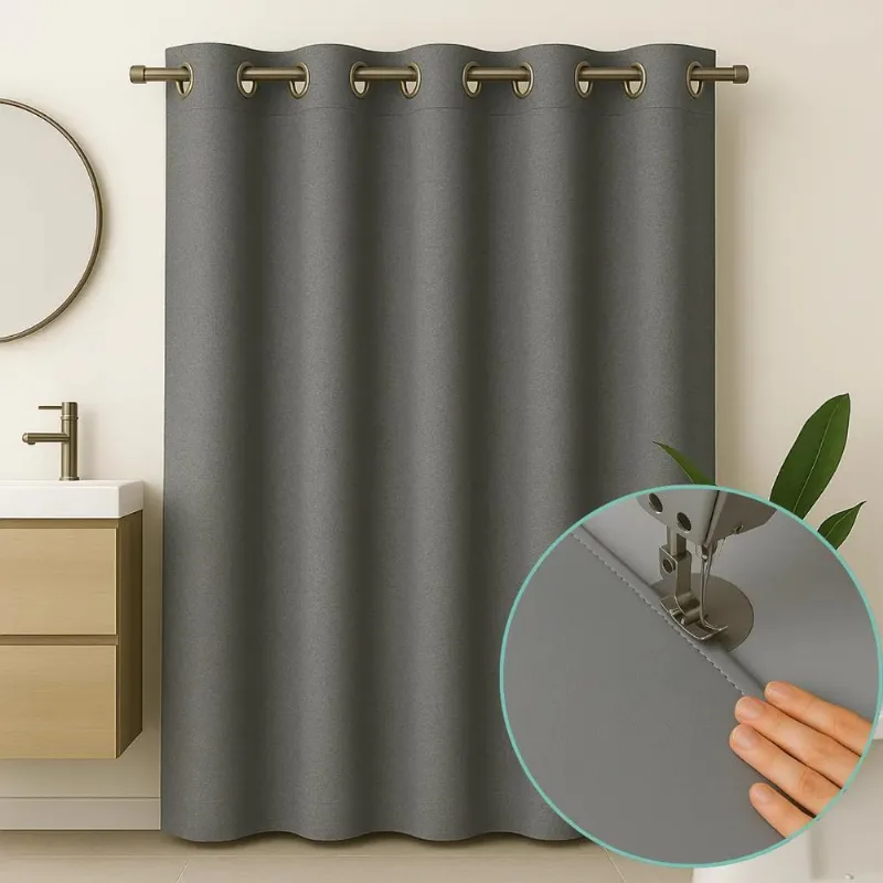 Cortina De Box Banheiro Antimofo Casa Pvc Lavável Cinza Lis