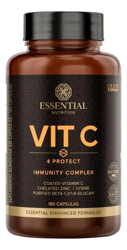 10x Vitamina C Vit Protect 180 Caps Essential Nutrition Sab