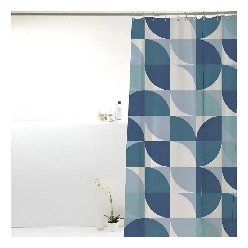 Cortina Box Para Banheiro Poliéster Ondas 198x180cm - Uzoo