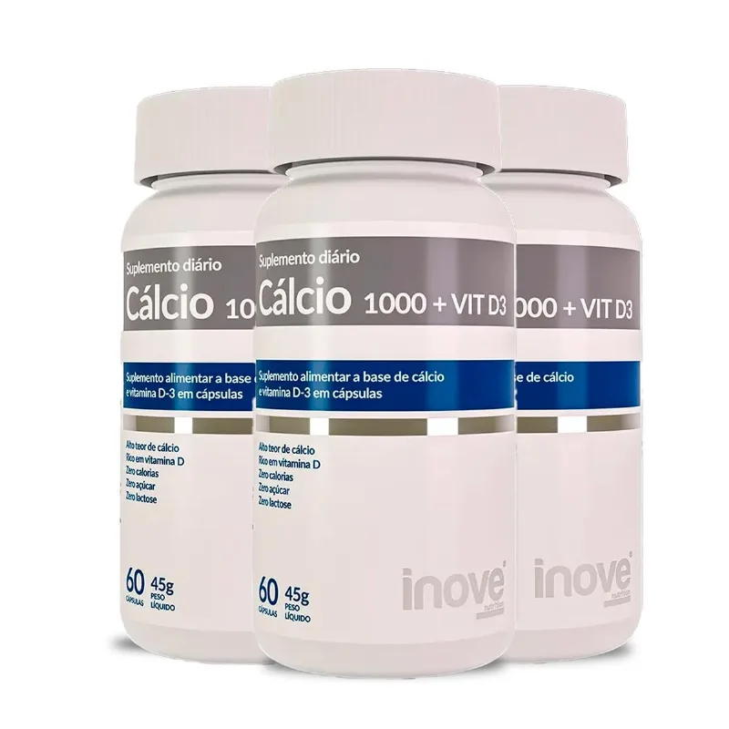 3x Calcio 1000 + Vitamina D3 60caps 43g Inove Nutrition