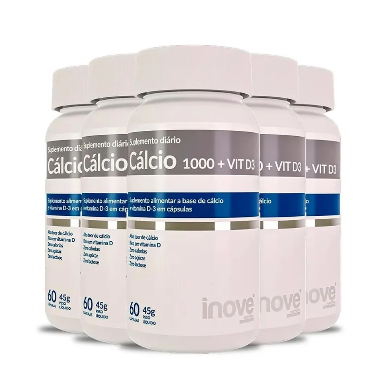 5x Calcio 1000 + Vitamina D3 60caps 43g Inove Nutrition