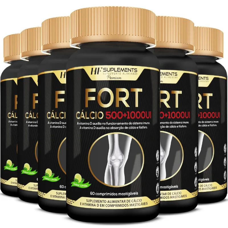 6x Fort Calcio 500+1000ui Hf Suplements Premium 60 Comps