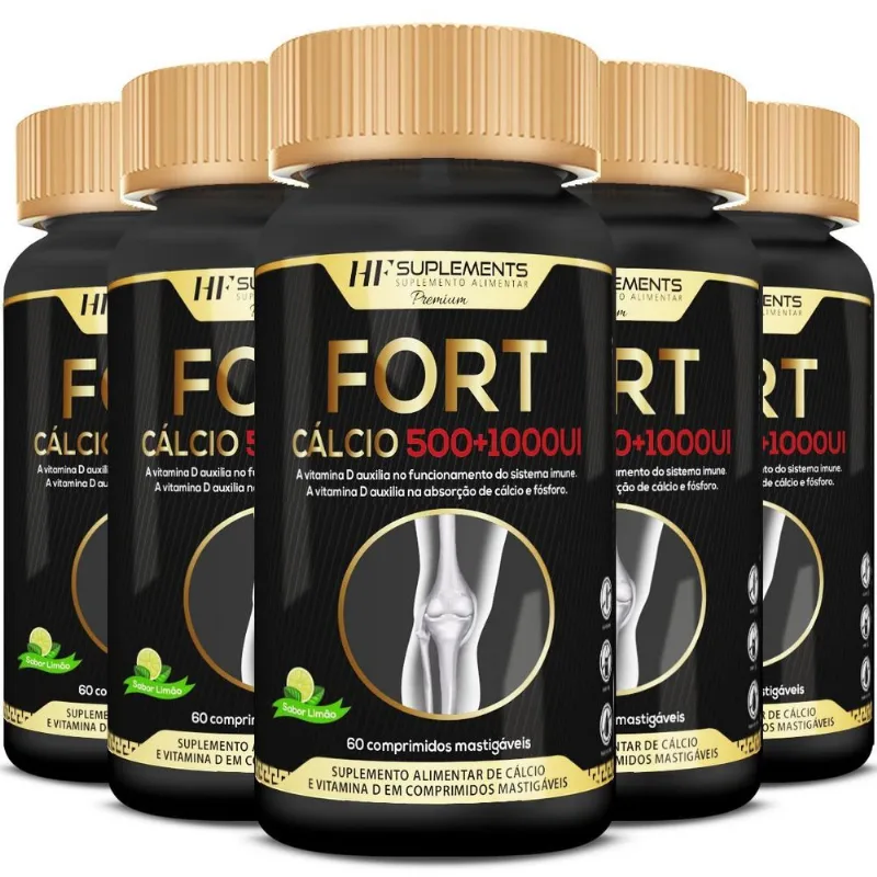 5x Fort Calcio 500+1000ui Hf Suplements Premium 60 Comps