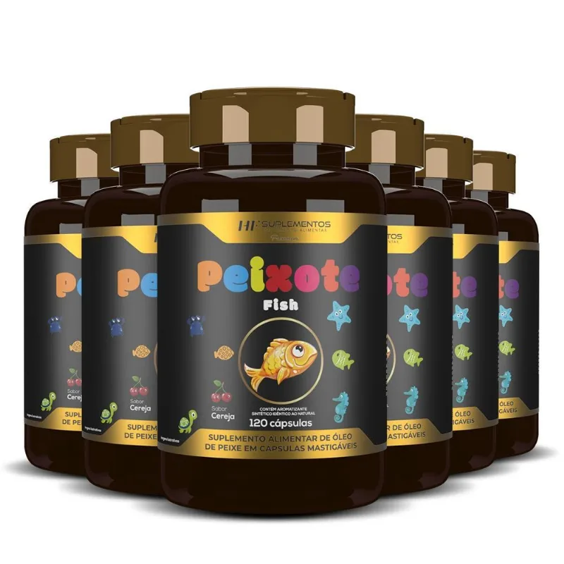 6x Peixote Omega 3 Kids Mastigavel 120caps Hf Suplementos