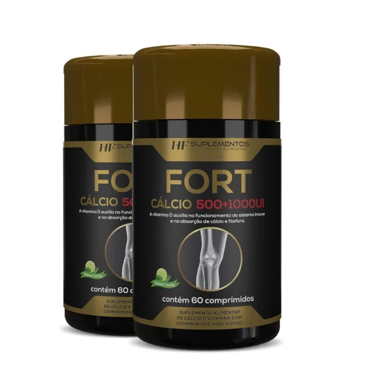 2x Fort Calcio 500+1000ui Hf Suplementos Premium 60 Comps