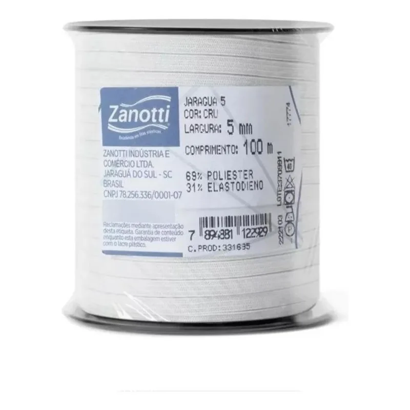 5x Elastico Chato Zanotti 5mm Para Costura -100 Met