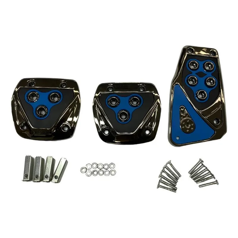 Pedaleira Proteção Pedal Carro Esportiva Universal 3 Pe Azul