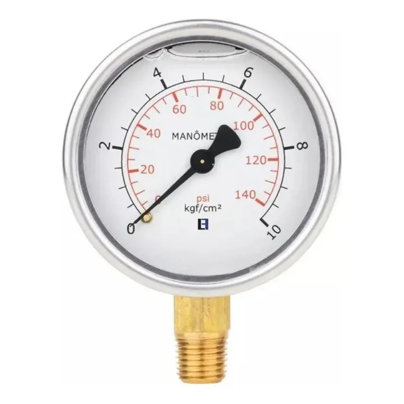 Manômetro De Pressão Com Glicerina 0 A 10 Bar / 0 A 150 Psi
