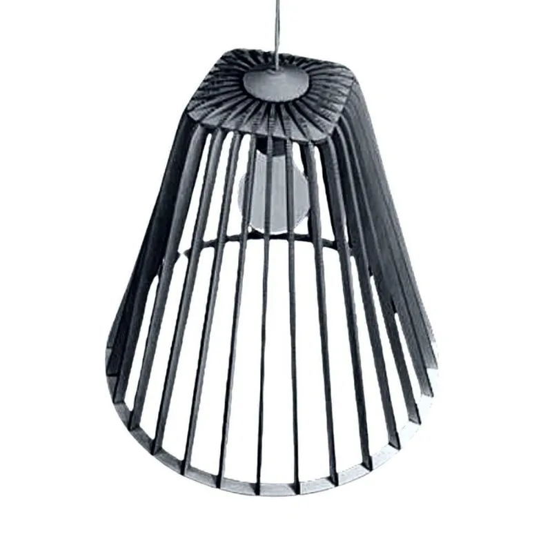 Luminária Pendente Pequim MDF Bivolt E27 Cabo Ajustável Preta Lenobre