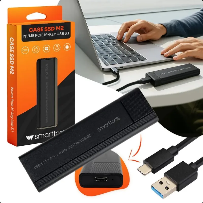 3x Case Ssd M2 Nvme Pcie M-key Usb 3.1 Adaptador Gaveta 10gb