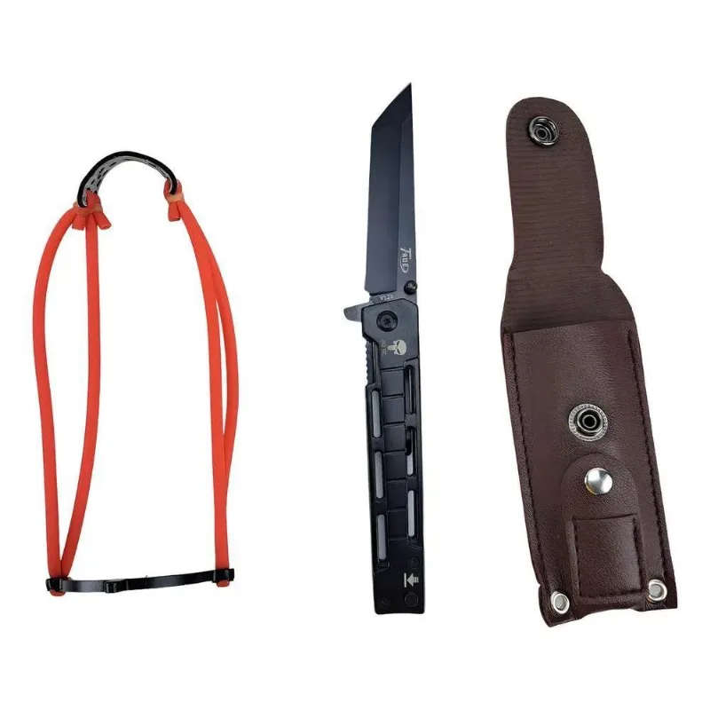 5x Canivete Semi-automático Com Estilingue Preto