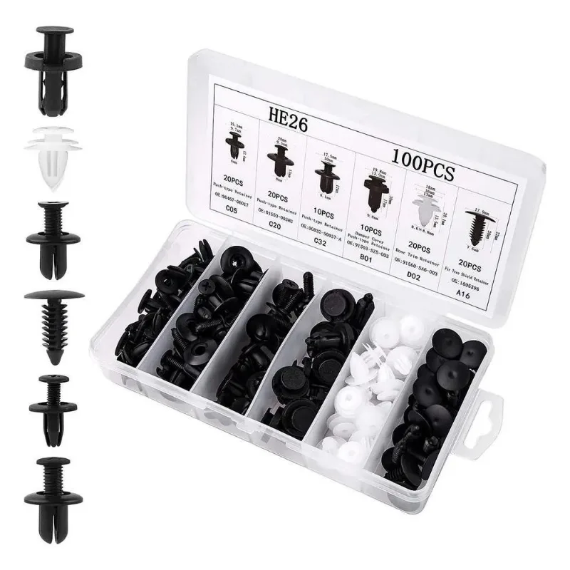 10x Kit Presilhas Grampo Automotiva Universal 100 Peças Com