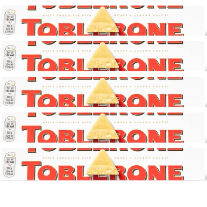 Kit 5 Toblerone White Chocolate Branco 100G X 5